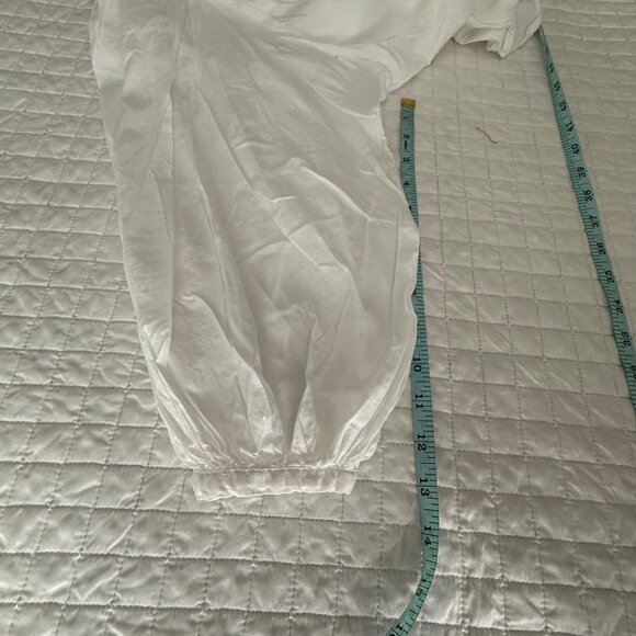 H&M Womens Pleated White Blouse Medium Button-Up Long-Sleeve - Picture 10 of 13